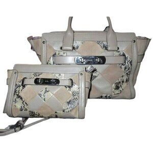 COACH Swagger Set 27 Patchwork Exotic Python Embossed Mixed Leather Satchels